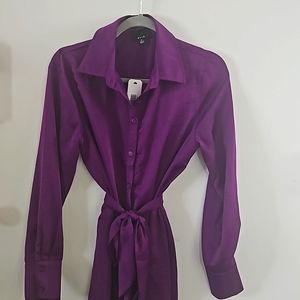 Sexy Collared Purple Dress